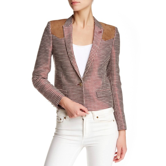 The Kooples Jackets & Blazers - NWT The Kooples Houndstooth Blazer Suede Patches